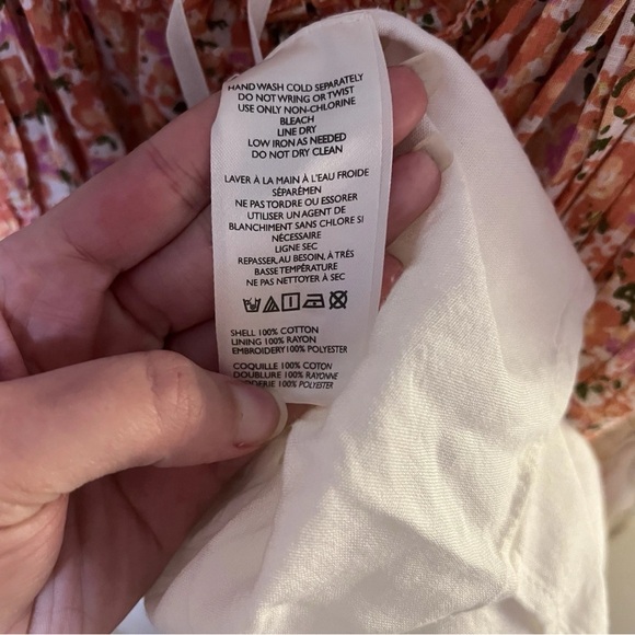 ANTHROPOLOGIE S Babydoll Sweetheart Maxi Dress Floral Eyelet Hem Orange Cream - Picture 7 of 7